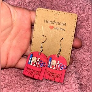 3D nurse pocket wooden earrings